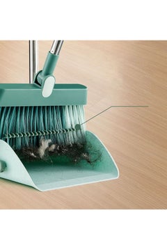 TYCOM Broom and Dustpan Set Stand Up Broom Cleaning Brush Dust Pan Combo Set For Cleaning  Foldable Dustpan Set Indoor Outdoor Broom Can Rotate 180 Degrees For Household Use Blue.  - Image 2