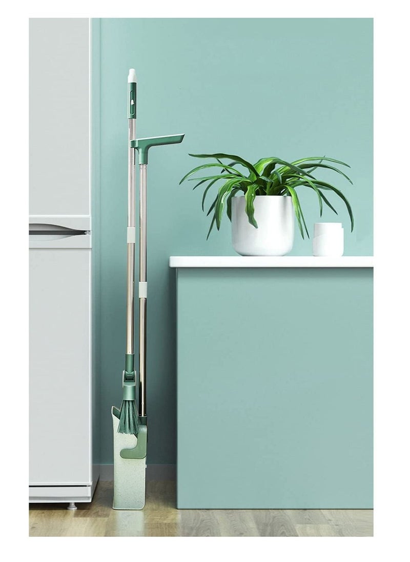 TYCOM - Broom and Dustpan Set Stand Up Broom Cleaning Brush Dust Pan Combo Set For Cleaning  Foldable Dustpan Set Indoor Outdoor Broom Can Rotate 180 Degrees For Household Use Blue. - Image 1