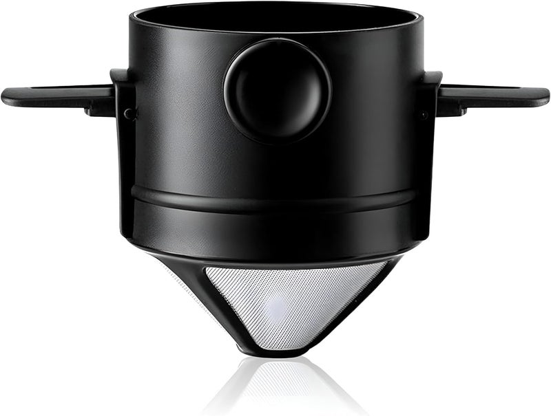 Collapsible Coffee Filter - Reusable Stainless Steel Cone Pour Over Filter with Double Mesh Construction, Compact Size Makes it Essential Equipment for Brewing Fresh Coffee During Camping or Traveling - Image 1