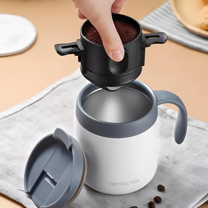 Collapsible Coffee Filter - Reusable Stainless Steel Cone Pour Over Filter with Double Mesh Construction, Compact Size Makes it Essential Equipment for Brewing Fresh Coffee During Camping or Traveling - Image 2