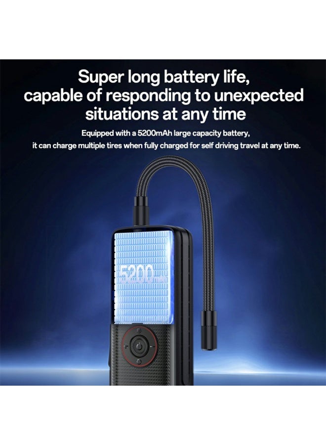 Yesido VC17 Smart Wireless Tire Inflator & Portable Air Compressor - 85W 5200mAh Cordless Pump with LCD Display & Emergency LED Light for Cars, Bikes, and Balls - Black - Image 4