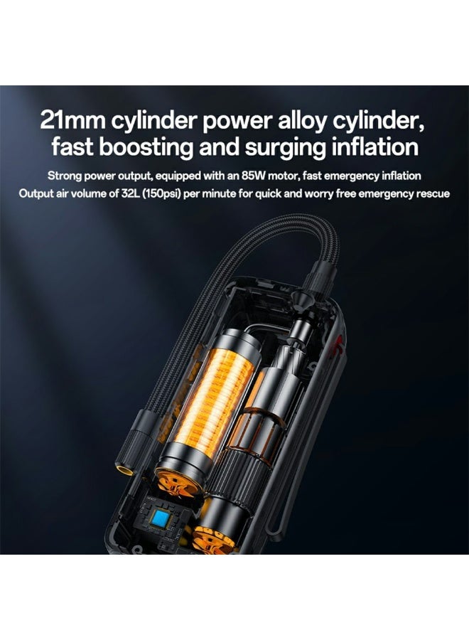 Yesido VC17 Smart Wireless Tire Inflator & Portable Air Compressor - 85W 5200mAh Cordless Pump with LCD Display & Emergency LED Light for Cars, Bikes, and Balls - Black - Image 5