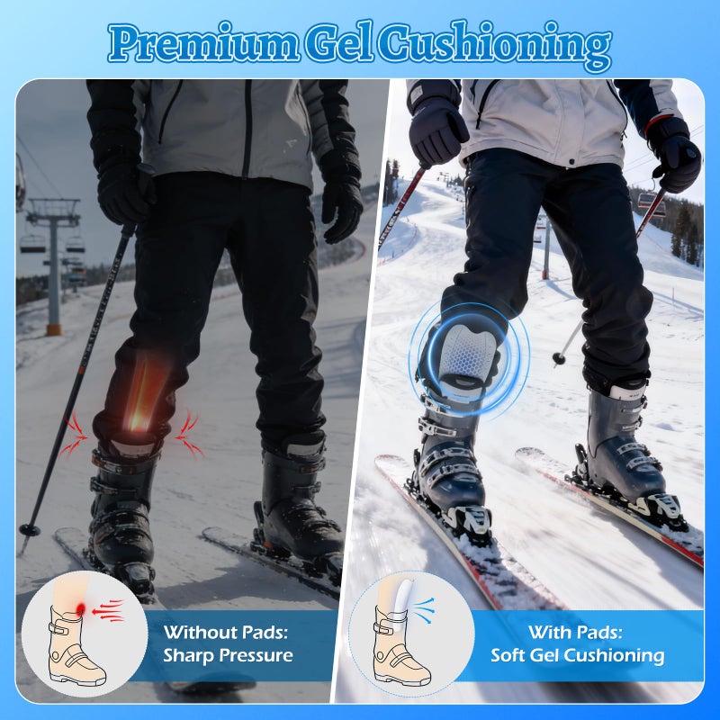 YIBOBO 2 Pcs Ski Shin Guards for Boots, Gel Shin Pads for Ski & Snowboard, Lightweight Reusable Shin Protectors for Pressure Relief - Image 3