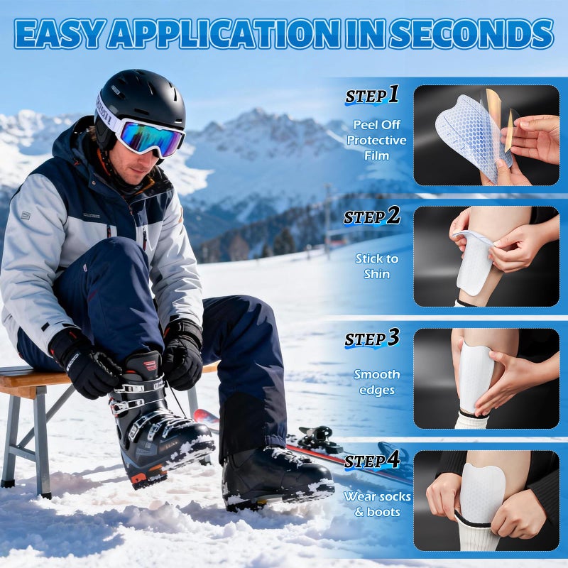 YIBOBO 2 Pcs Ski Shin Guards for Boots, Gel Shin Pads for Ski & Snowboard, Lightweight Reusable Shin Protectors for Pressure Relief - Image 2