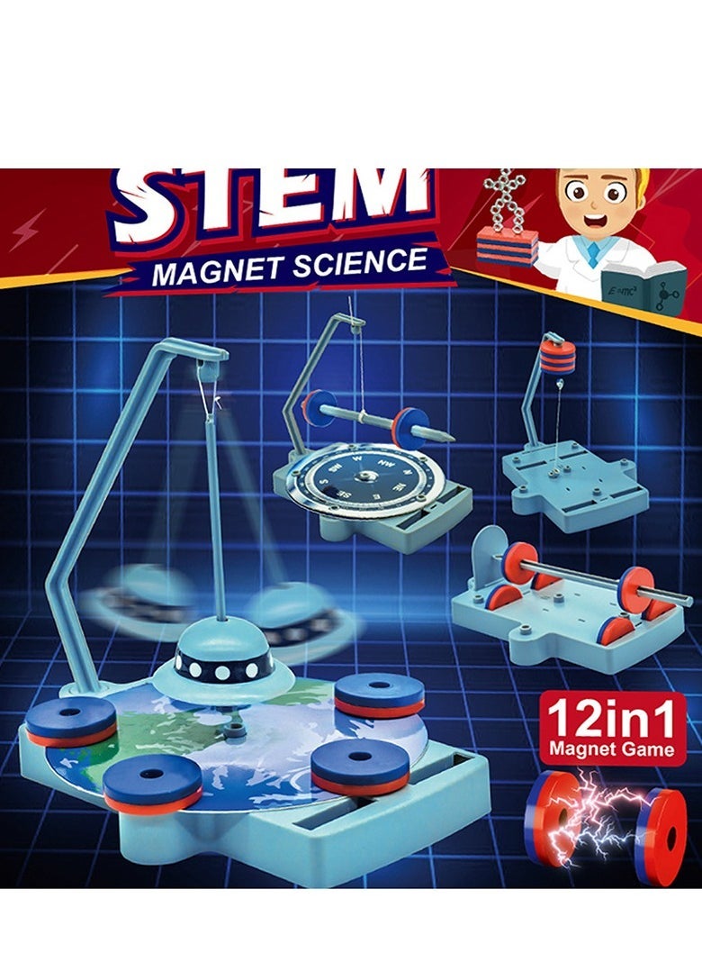 STEM - 12 in 1 Magnet Science,Science and Physics home chemical lab Educational Game for kids and It is an educational game that helps focus, creativity,Children's DIY 6+ Years - Image 1