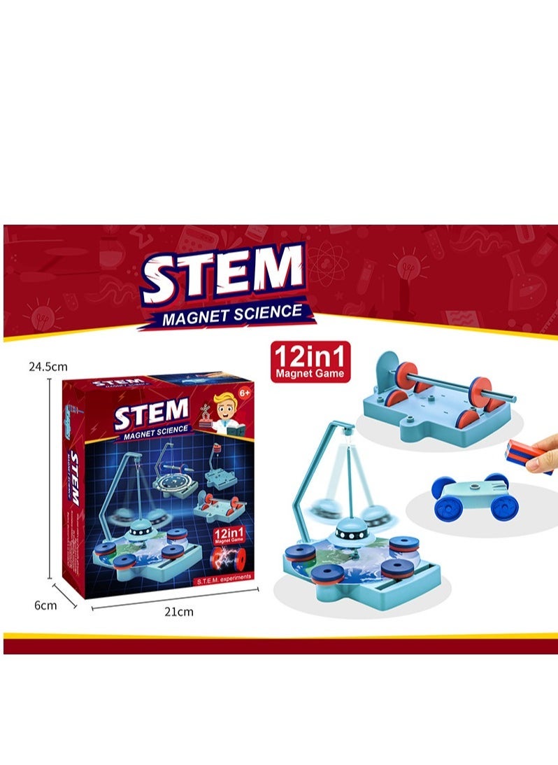 STEM - 12 in 1 Magnet Science,Science and Physics home chemical lab Educational Game for kids and It is an educational game that helps focus, creativity,Children's DIY 6+ Years - Image 1