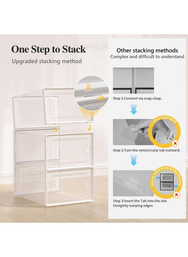 Kuject Kuject X-Large Shoe Storage Boxes Organizers Clear Plastic Stackable 12 Pack, Shoe Rack & Holder Substitute, Sneaker Containers, Toy Storage Organizer Bins for Entryway, Closet, Under Bed, White - Image 4