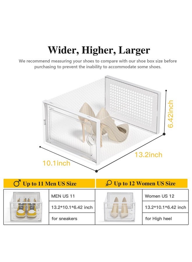 Kuject Kuject X-Large Shoe Storage Boxes Organizers Clear Plastic Stackable 12 Pack, Shoe Rack & Holder Substitute, Sneaker Containers, Toy Storage Organizer Bins for Entryway, Closet, Under Bed, White - Image 3