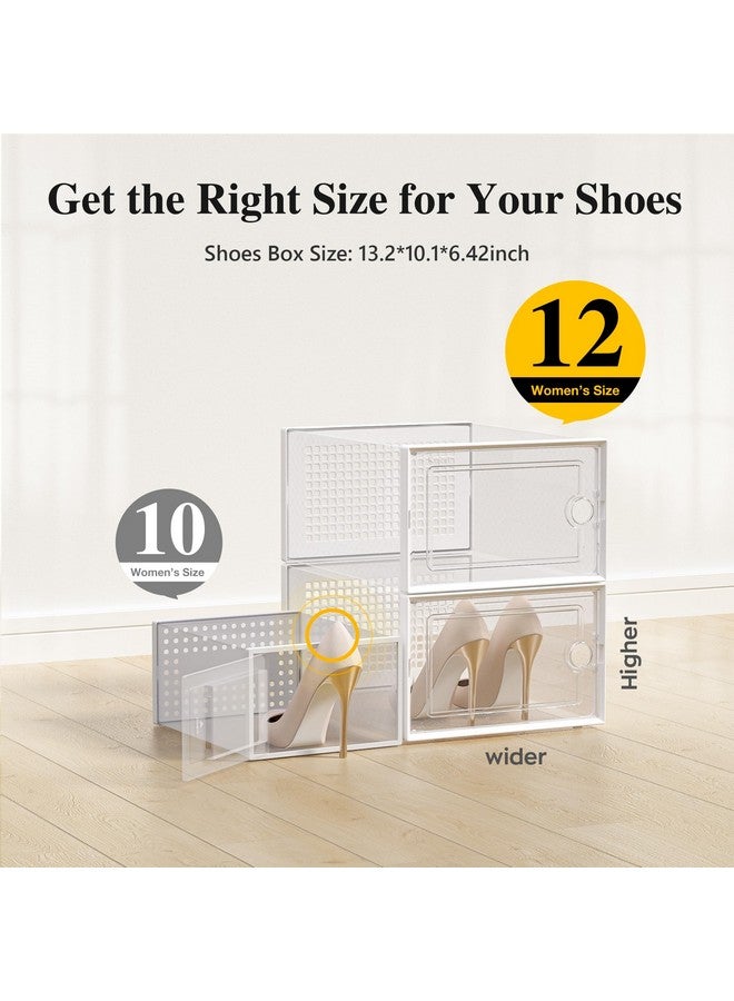 Kuject Kuject X-Large Shoe Storage Boxes Organizers Clear Plastic Stackable 12 Pack, Shoe Rack & Holder Substitute, Sneaker Containers, Toy Storage Organizer Bins for Entryway, Closet, Under Bed, White - Image 2