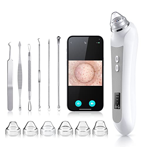 Blackhead Remover Vacuum Black Head Remover for Face with Camera Pore Vacuum for Men and Women USB Interface Type Blackhead Remover Tools 6 Suction Heads  3 Adjustment Modes Grey