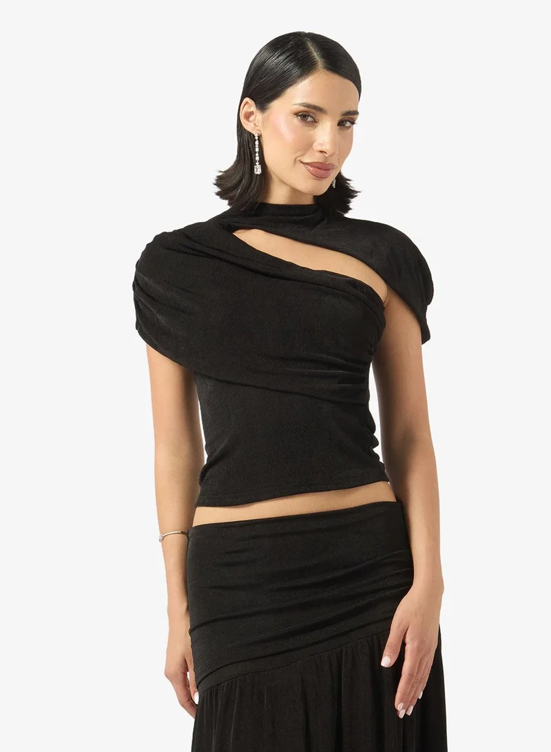 Ginger Boutique  Draped Cutout Detail Top & Assymetric Skirt Set for Women | Best Price UAE