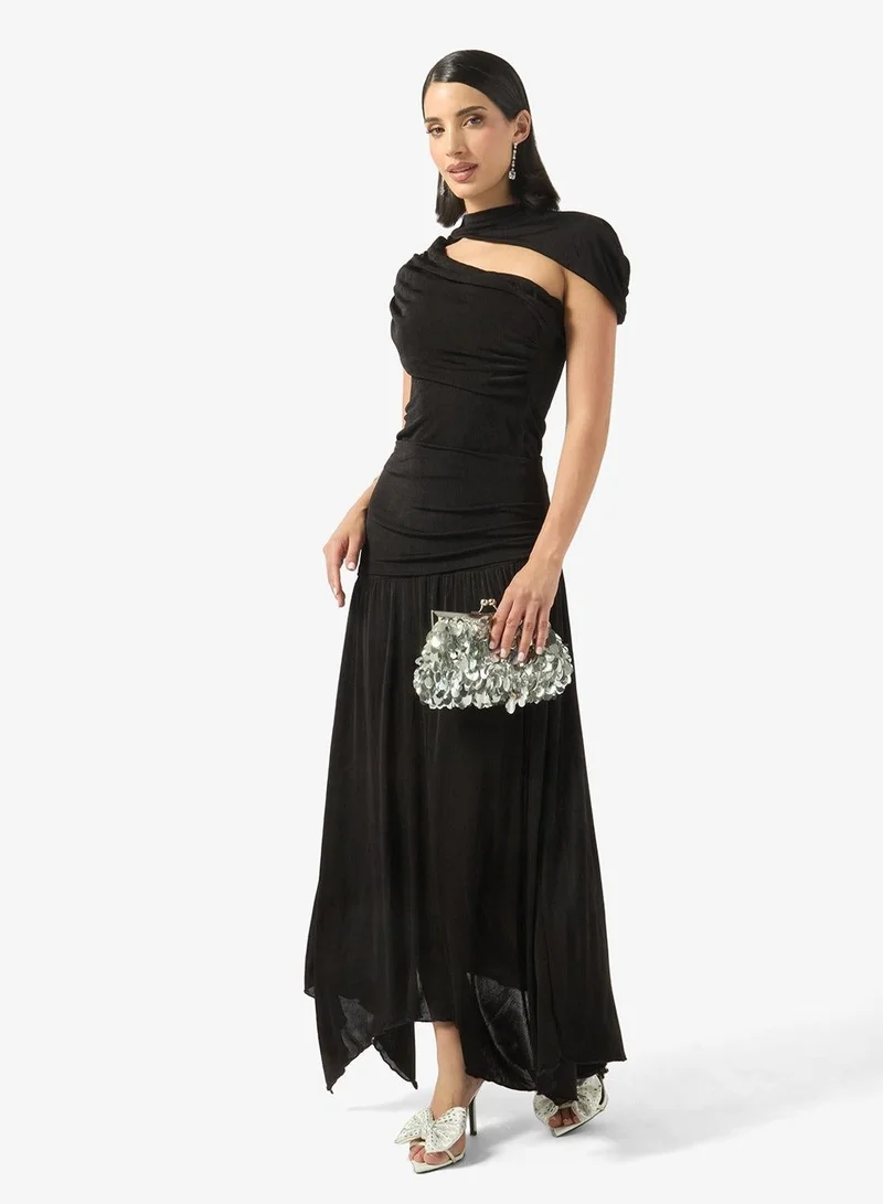 Ginger Boutique  Draped Cutout Detail Top & Assymetric Skirt Set for Women | Best Price UAE