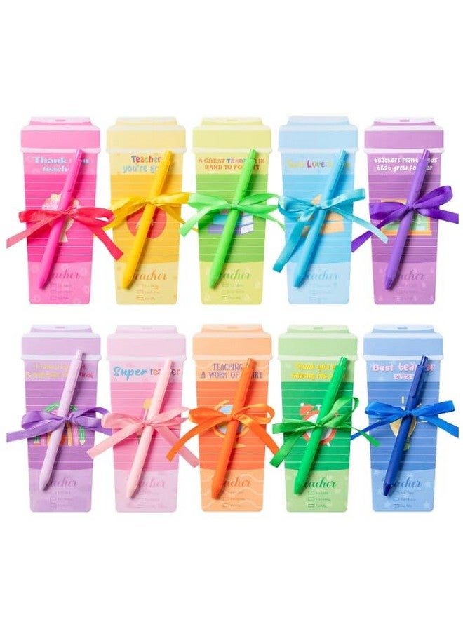 ANGOLIO Teacher Coffee Cup Notepad With Pen - Teacher Inspirational Sticky Note Personalized To Do List Note Holiday Teacher'S Day Gift Office School Classroom Supplies Teacher Thank You Gift(10 Sets) - Image 1