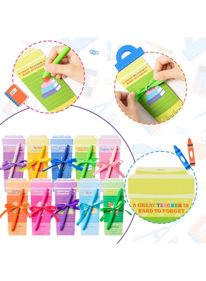 ANGOLIO Teacher Coffee Cup Notepad With Pen - Teacher Inspirational Sticky Note Personalized To Do List Note Holiday Teacher'S Day Gift Office School Classroom Supplies Teacher Thank You Gift(10 Sets) - Image 4