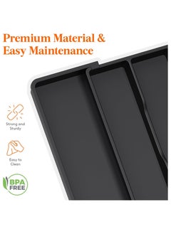 Eworld Large Capacity Expandable Silverware Drawer Organizer, BPA-Free Utensil Tray for Kitchen, Adjustable Flatware and Cutlery Holder for Spoons, Forks and Knives, Sleek Black Design  - Image 3