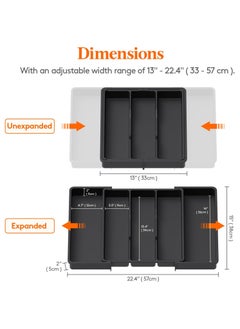 Eworld Large Capacity Expandable Silverware Drawer Organizer, BPA-Free Utensil Tray for Kitchen, Adjustable Flatware and Cutlery Holder for Spoons, Forks and Knives, Sleek Black Design  - Image 2