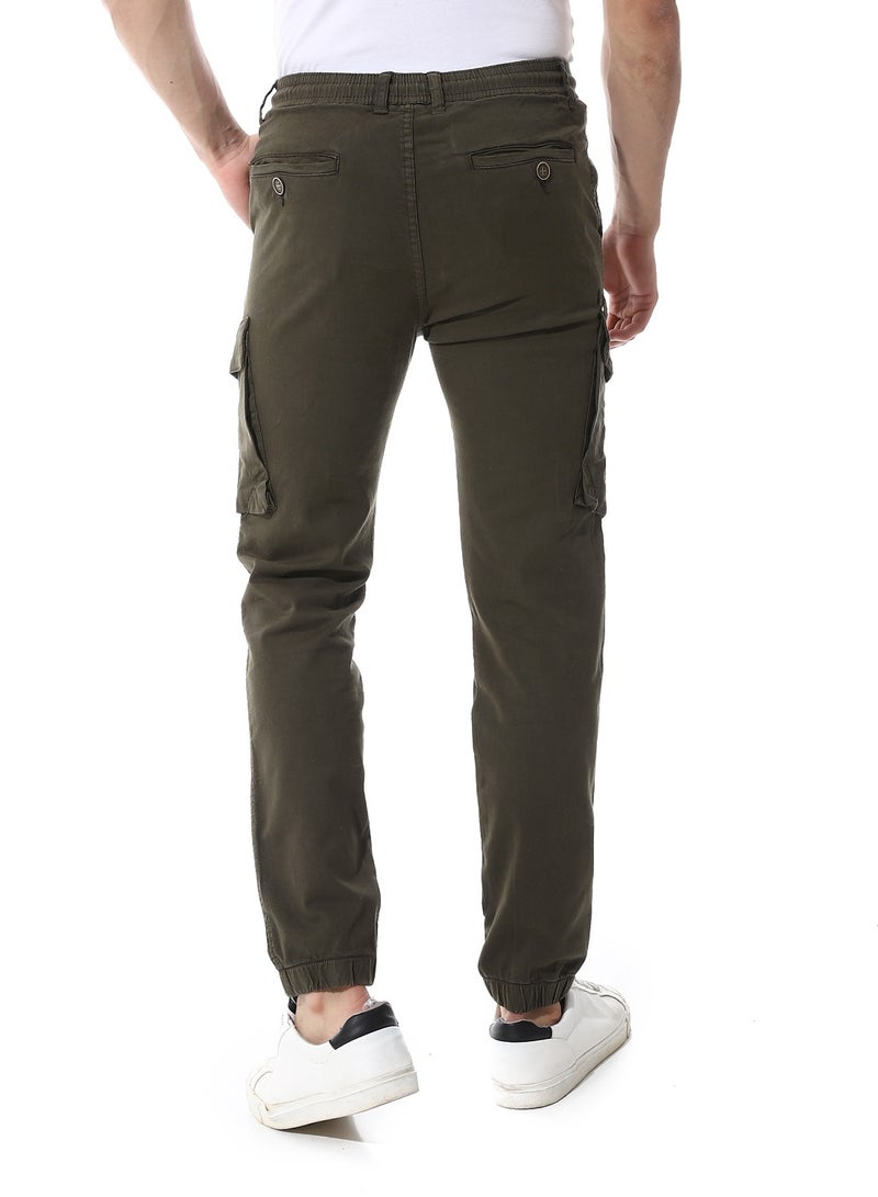 Andora Fly Zipper Button Cargo Pants_Army Green  - Image 3