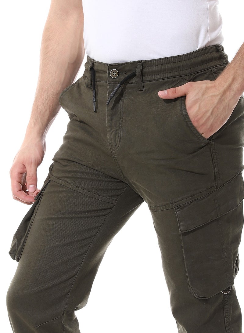 Andora Fly Zipper Button Cargo Pants_Army Green  - Image 4