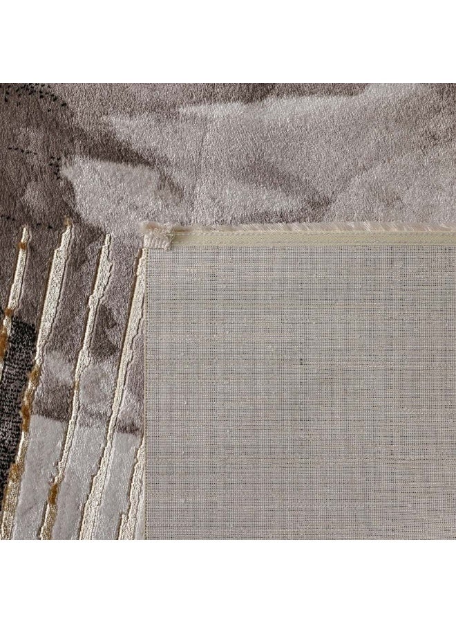 DANUBE HOME Galeria Lux Abstract Rug | Washable Modern Rugs Style | Polypropylene + Polyester Area Rug Floor Covering | Indoor Carpet For Living Room Dining Bedroom 240x340cm-Grey White-231300472286 - Image 3