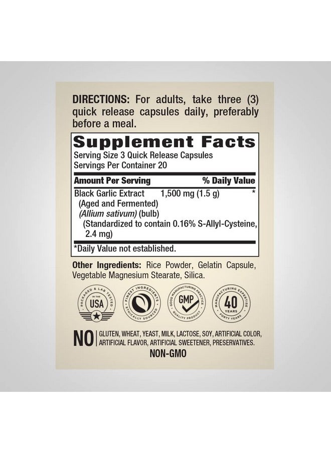 Piping Rock Black Garlic Supplement 1500Mg  60 Capsules  Aged And Fermented  Nongmo Gluten Free  - Image 3