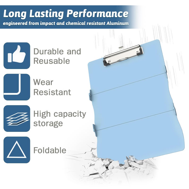 Trustnice Nursing Clipboard Foldable DIY Edition Medical Cheat Sheets Aluminum 3 Layers Foldable Clipboards Pocket Size Profile Clip Nurse Clipboards Notepad for Nurses Students, Teachers, Coaches - Image 5