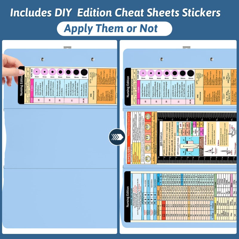 Trustnice Nursing Clipboard Foldable DIY Edition Medical Cheat Sheets Aluminum 3 Layers Foldable Clipboards Pocket Size Profile Clip Nurse Clipboards Notepad for Nurses Students, Teachers, Coaches - Image 2