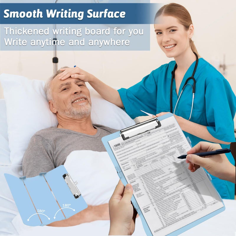 Trustnice Nursing Clipboard Foldable DIY Edition Medical Cheat Sheets Aluminum 3 Layers Foldable Clipboards Pocket Size Profile Clip Nurse Clipboards Notepad for Nurses Students, Teachers, Coaches - Image 4
