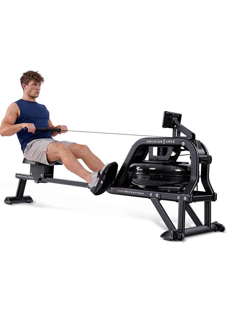 Sunny Premium Water Rowing Machine, Indoor Exercise Water Rower with Intense Dynamic Real-Time Resistance, Space-Saving for Home Training - Image 1