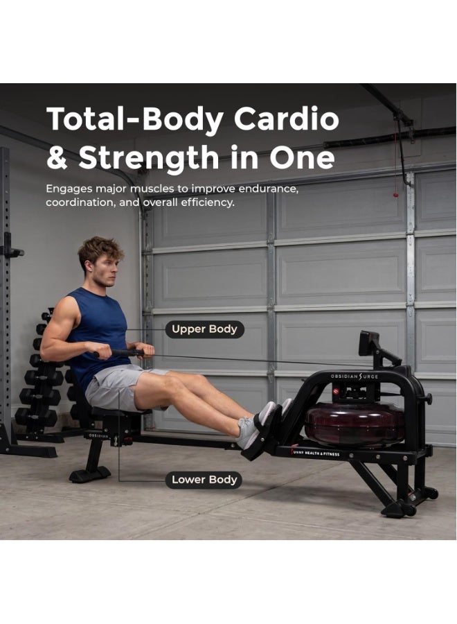 Sunny Premium Water Rowing Machine, Indoor Exercise Water Rower with Intense Dynamic Real-Time Resistance, Space-Saving for Home Training - Image 4