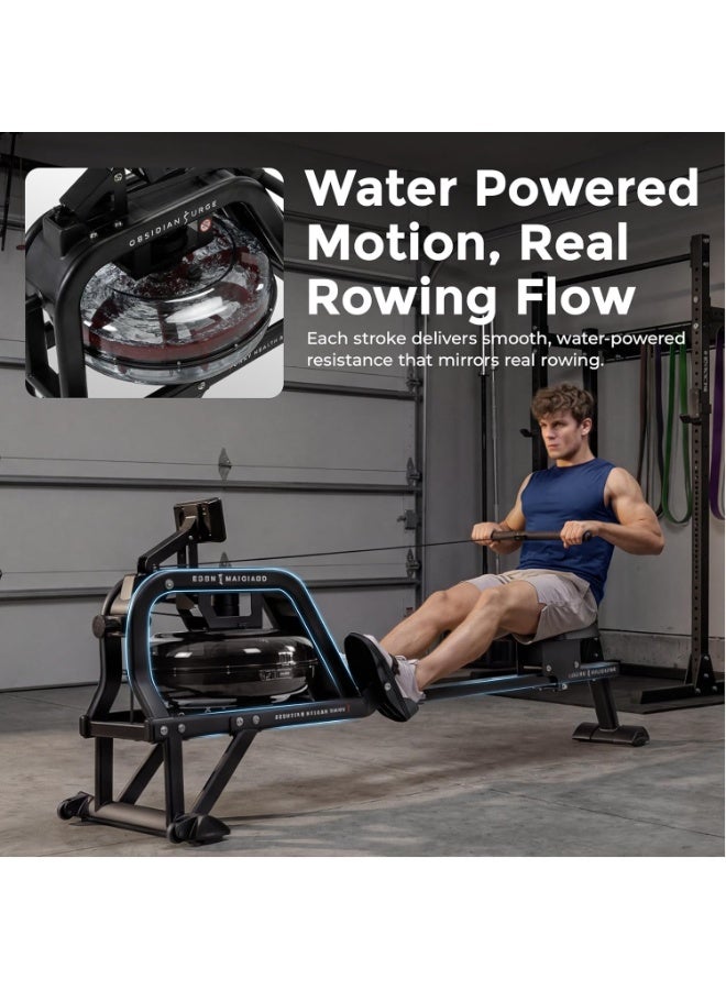 Sunny Premium Water Rowing Machine, Indoor Exercise Water Rower with Intense Dynamic Real-Time Resistance, Space-Saving for Home Training - Image 3