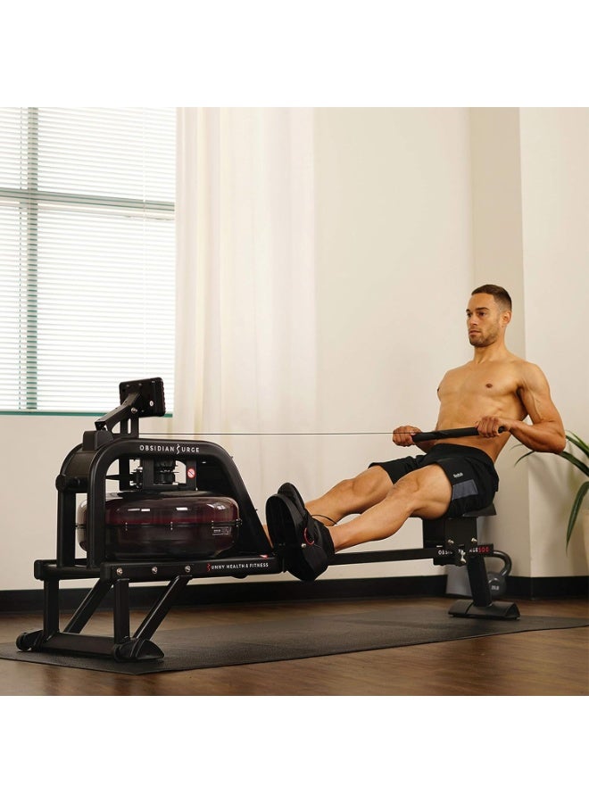 Sunny Premium Water Rowing Machine, Indoor Exercise Water Rower with Intense Dynamic Real-Time Resistance, Space-Saving for Home Training - Image 2