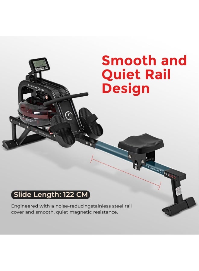 Sunny Premium Water Rowing Machine, Indoor Exercise Water Rower with Intense Dynamic Real-Time Resistance, Space-Saving for Home Training - Image 5