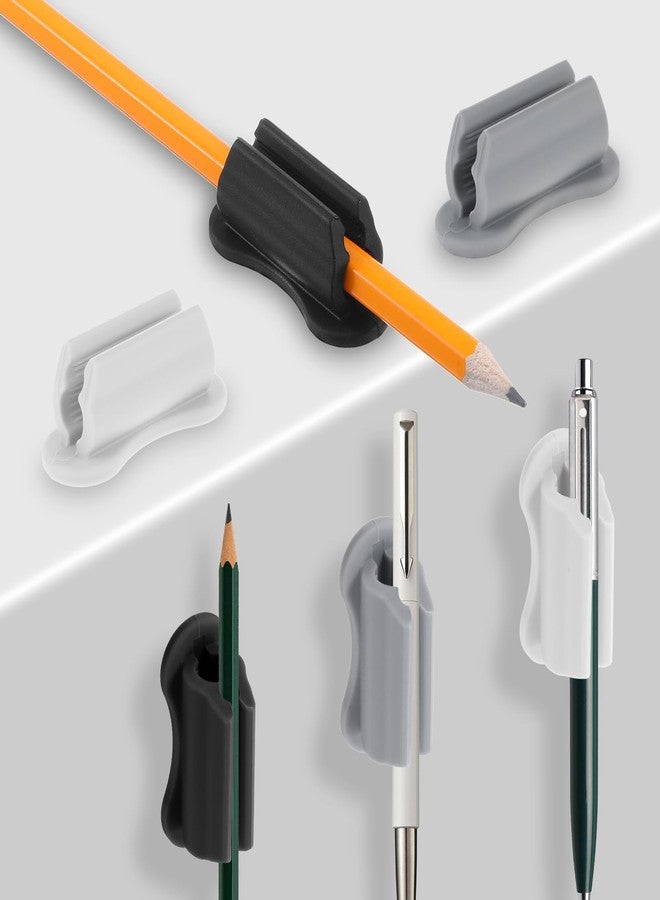 KFHENSOMR 6 Pcs Pen Holder for Wall, Adhesive Sticky Silicone Pencil Holder for Upgraded Desk Office Supplies Clipboard Stylus Organizer (3 Colors) - Image 1