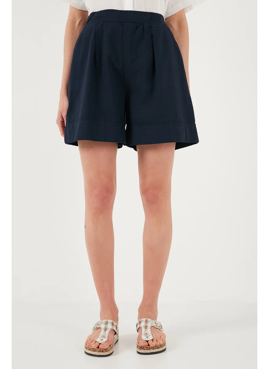 Lela Cotton Standard Fit High Waist Seam Detailed Shorts Women's Shorts 668YP4921