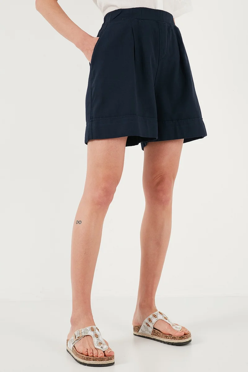 Lela Cotton Standard Fit High Waist Seam Detailed Shorts Women's Shorts 668YP4921