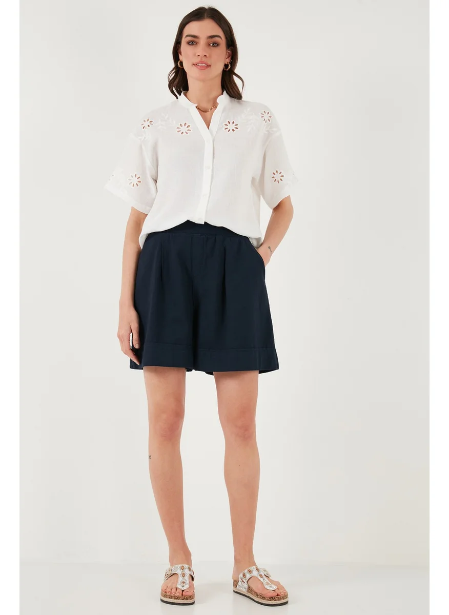 Lela Cotton Standard Fit High Waist Seam Detailed Shorts Women's Shorts 668YP4921