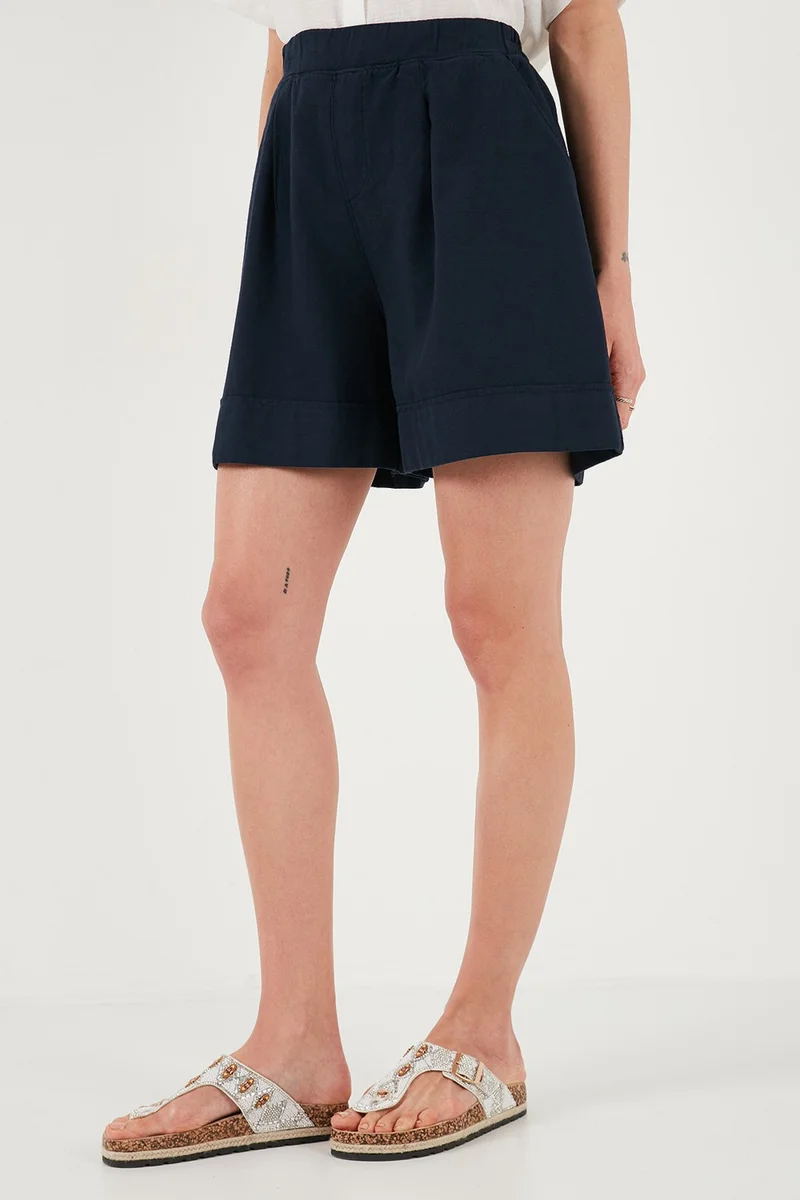 Lela Cotton Standard Fit High Waist Seam Detailed Shorts Women's Shorts 668YP4921