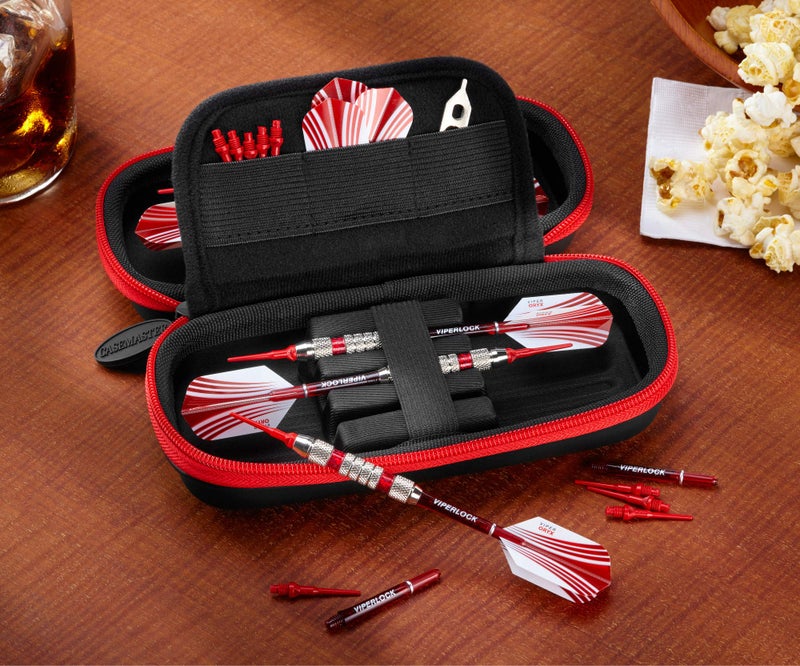 CASEMASTER حافظة كاسماستر سينتري 6 للسهام رفيعة، تحمل ملحقات إضافية، نصائح، أعمدة وطائرات، متوافقة مع سهام الرأس الصلب والرأس الناعم، غلاف تكتك مقاوم للصدمات والماء، سحاب أحمر - Image 3