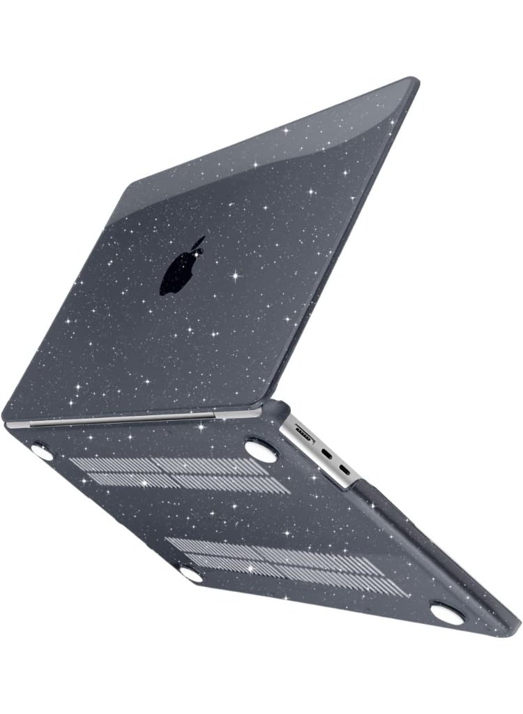 Hard Case Compatible with MacBook Neo 13 inch 2026 Release Model A3404 with A18 Pro Chip, Sparkly Glitter Crack & Scratch Resistant Ultra-Thin Protective Hard Shell Case Cover, Shinning Black