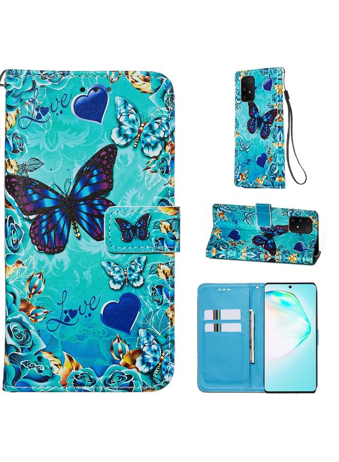 Zaboon Case For Galaxy M80s Colored Drawing Pattern Plain Weave Horizontal Flip Leather Case with Holder & Card Slot & Wallet&Lanyard - Image 1