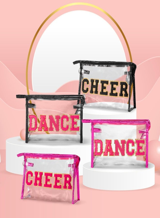 حقيبة مكياج شفافة من Y1tvei CHEER - حقيبة مستحضرات تجميل كبيرة جدًا من مادة PVC شفافة، مزينة برقعة من الشنيل باللون الأحمر الوردي، حقيبة حمل أدوات تجميل محمولة ومقاومة للماء، منظم سفر، هدية مثالية لمشجعات الفرق الرياضية - Image 5