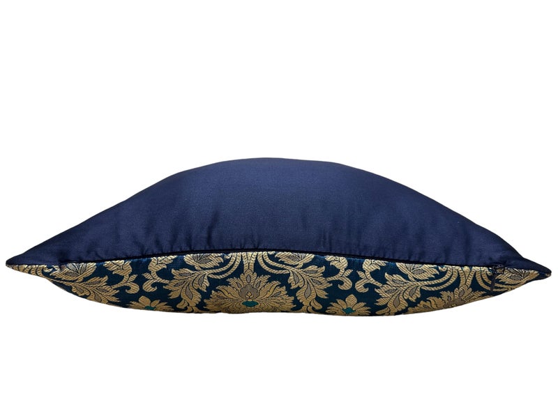 House Of Silko Royal Banarasi Brocade Teal Blue Cushion Cover 16x16 Set of 2 - Image 5