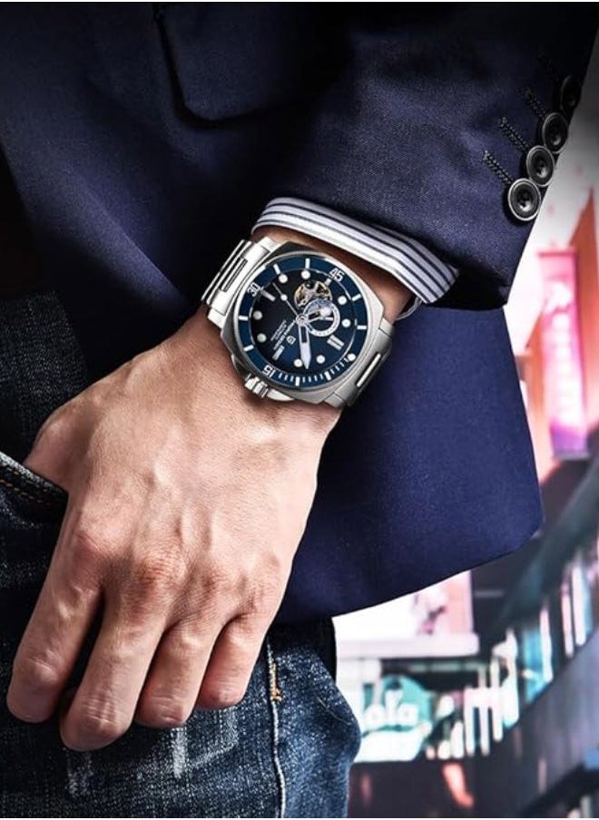 PAGANI DESIGN Men’s Automatic Watches Japan NH39 Mechanical Skeleton Waterproof Wrist Watch for Men Military Style Nylon Strap  - Image 3