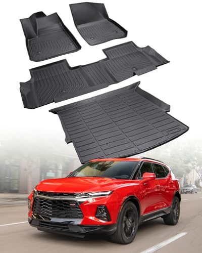All Weather Floor Mats Cargo Liner for Chevrolet Chevy Blazer 2025 20242019 Gas Only Waterproof Tech Nonslip Rubber for BaseLLSLTPremierRS Accessories 2023 2022 2021 2020 Car Rug Cover Protector
