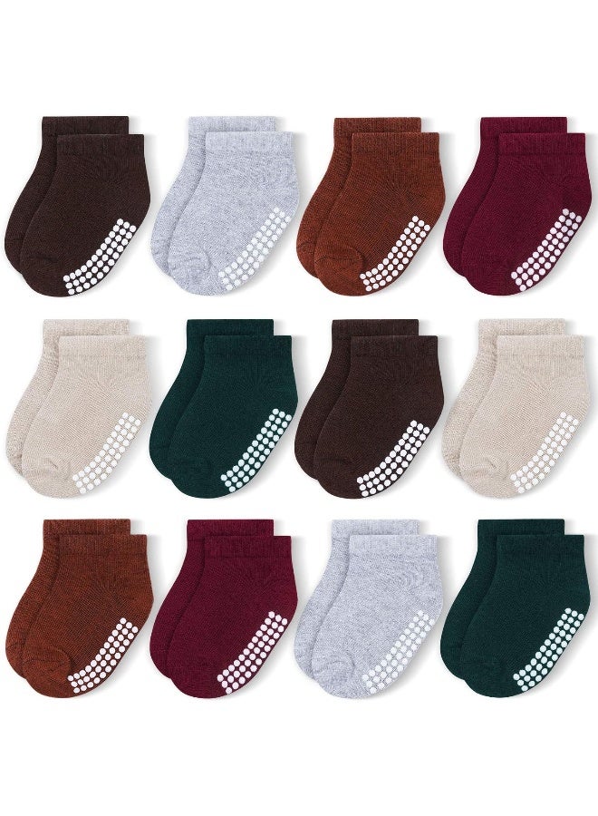 JAKIDAR JAKIDAR 12-Pair Baby Socks Non-Slip Cotton Toddler Socks Ankle Socks for Baby - Image 1