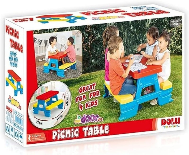Dolu Toys Children's Picnic Table with 4 Benches for Outdoor Play - Image 3