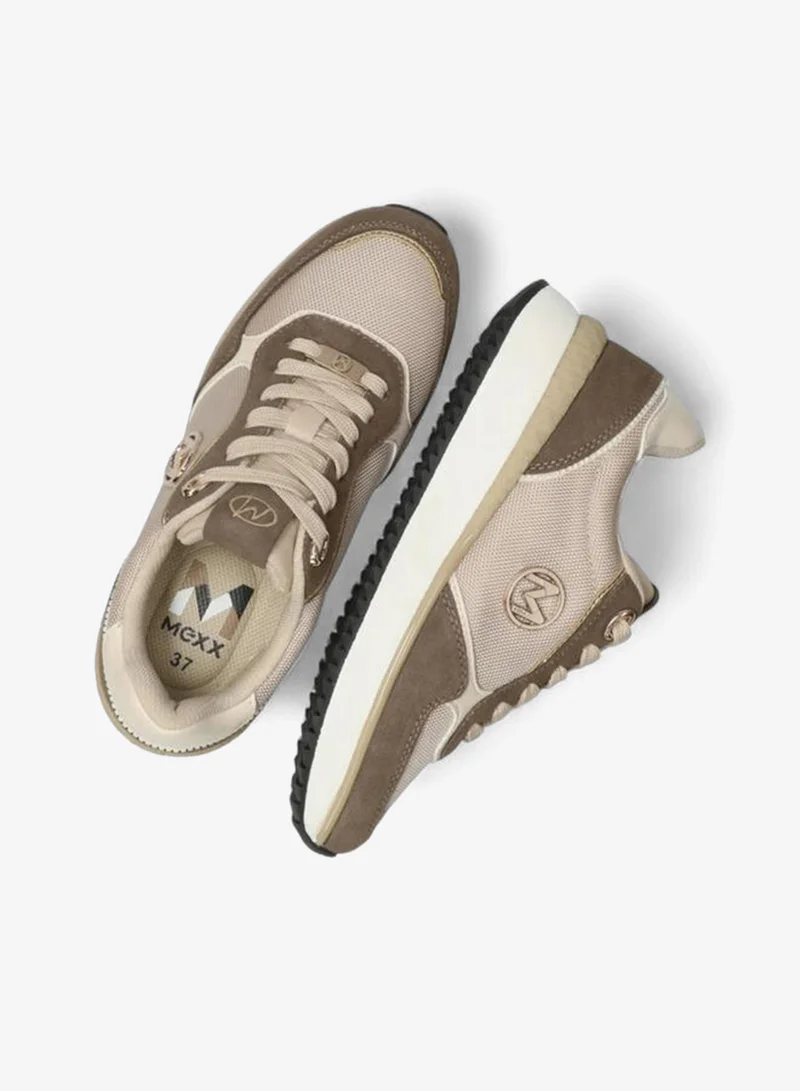 MEXX BROWN Panelled Lace-Up Sneakers for Women | Best Price UAE