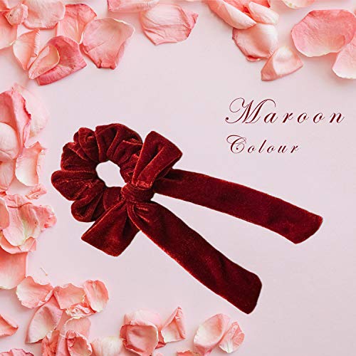 Silvr Bear Luxury Velvet Bow Ribbon Scarf Scrunchies | Same 5 as Pic | Buttery Soft Velvet | Anti-Hair-Breakage, Stylish Scrunchy for Girls, Women, Hair Ties (Velvet Ribbon 5 Scrunchies Solid) - Image 4