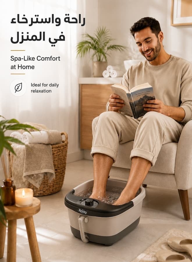 روئے Ruay حوض سبا وتدليك كهربائي للقدمين بقوة 500 واط مع تسخين سريع وبكرات تدليك متعددة وحماية من الحرارة الزائدة، حوض نقع وتدليك القدمين محمول للاسترخاء والعناية بالقدمين في المنزل - Image 3