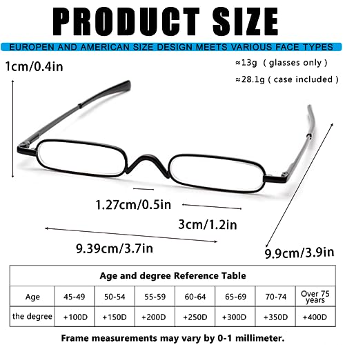 Viseng 2 Pack Slim Mini Metal Reading Glasses Compact Lightweight Portable Readers with Glasses Case for Reading Case +1.5 - Image 2